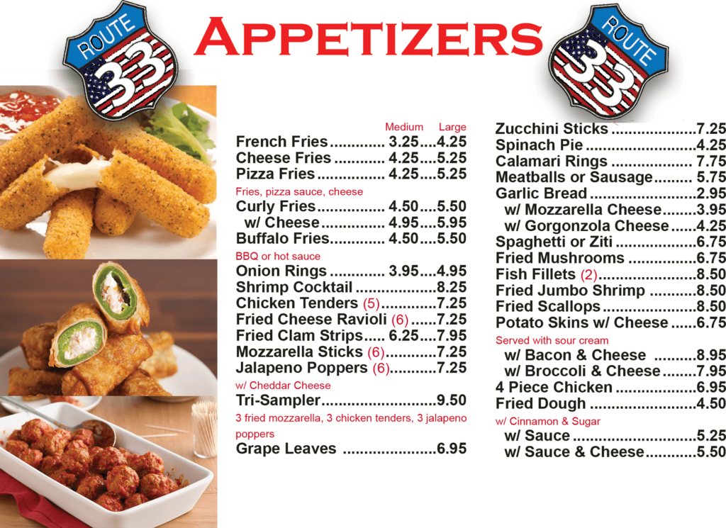 Appetizers Route33 Pizza House