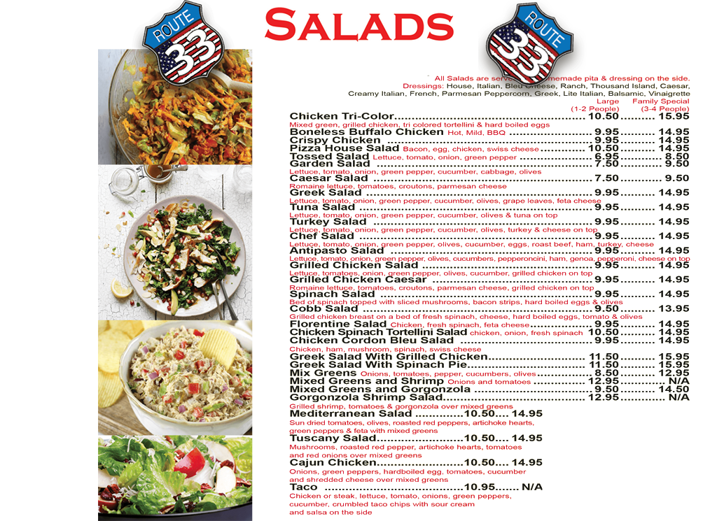 Salads Route33 Pizza House